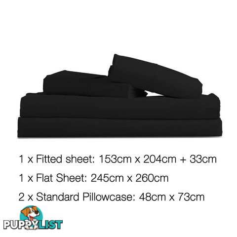 4 Piece Microfibre Sheet Set Queen _ Black