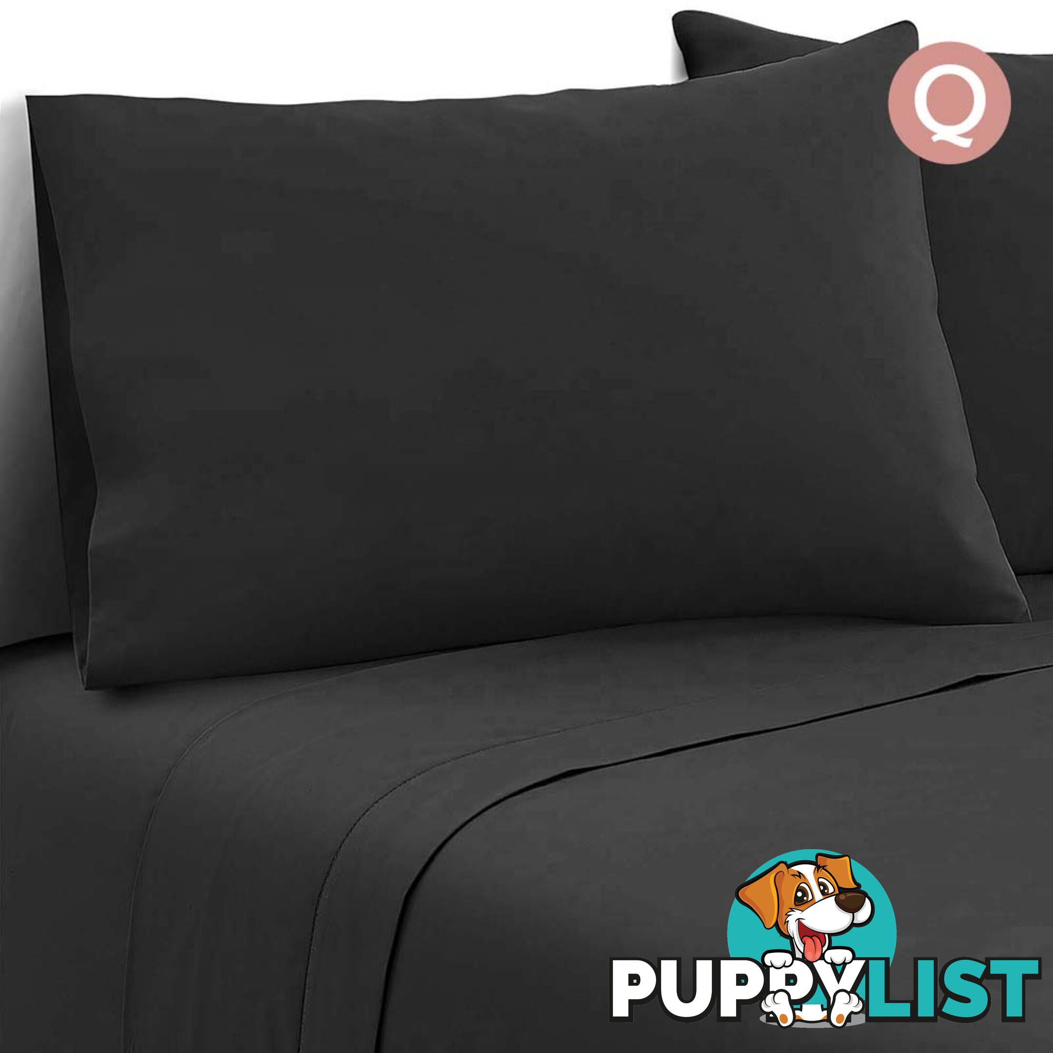 4 Piece Microfibre Sheet Set Queen _ Black