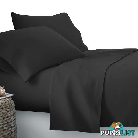 4 Piece Microfibre Sheet Set Queen _ Black