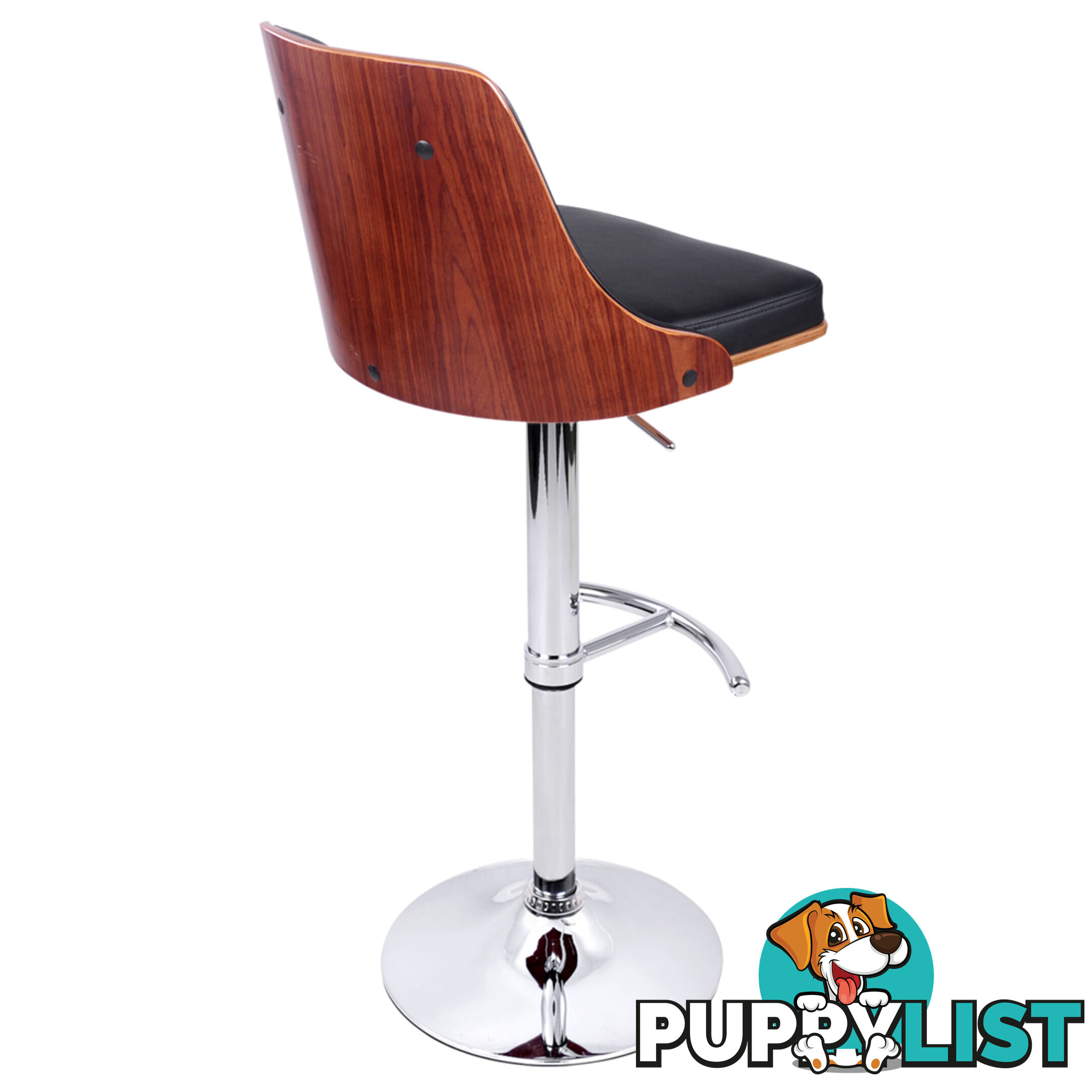 PU Leather Wooden Bar Stool Black