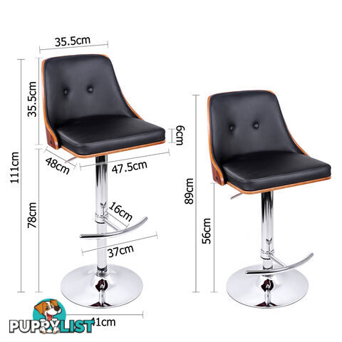 PU Leather Wooden Bar Stool Black