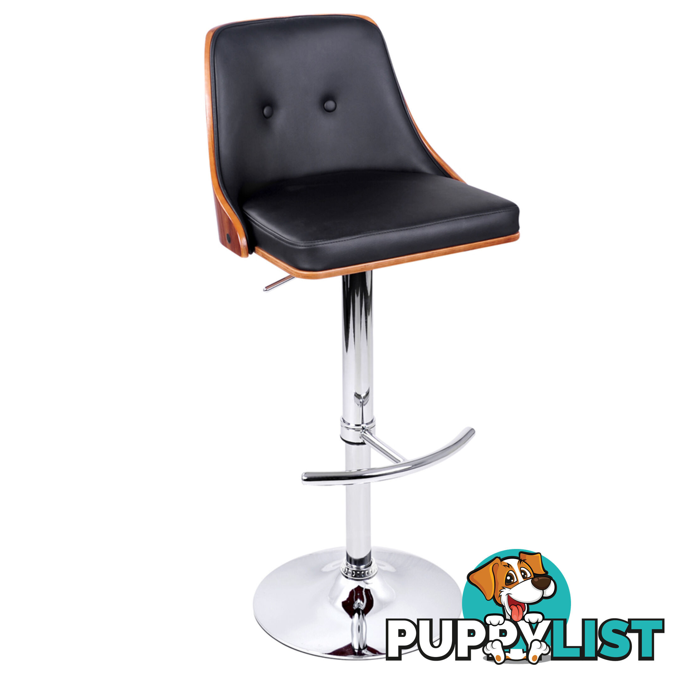 PU Leather Wooden Bar Stool Black