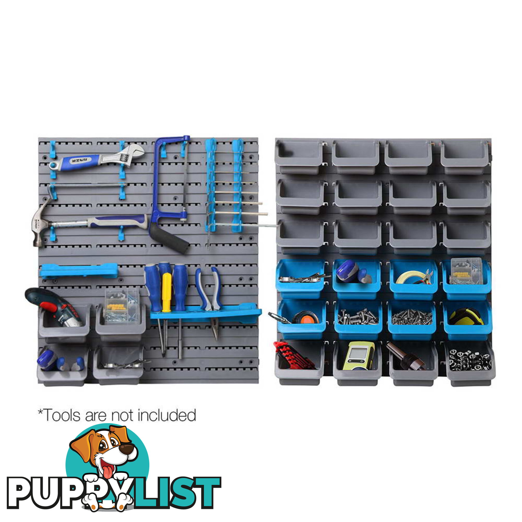 44 Piece Bin Wall Mounted Storage Rack