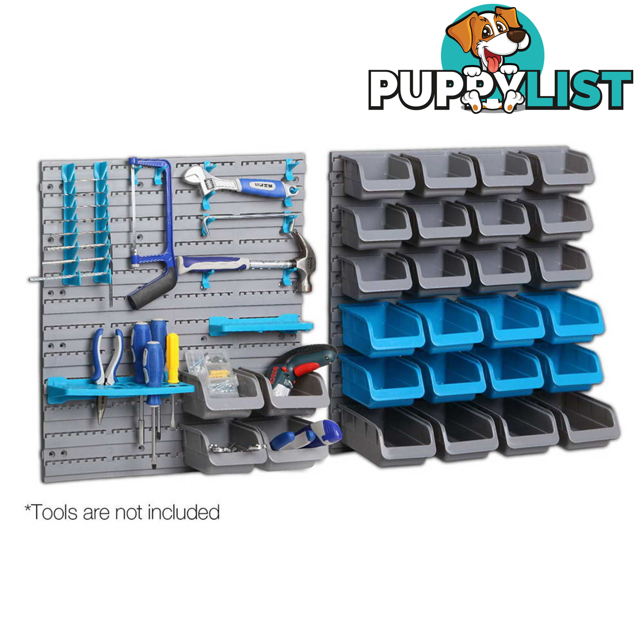 44 Piece Bin Wall Mounted Storage Rack