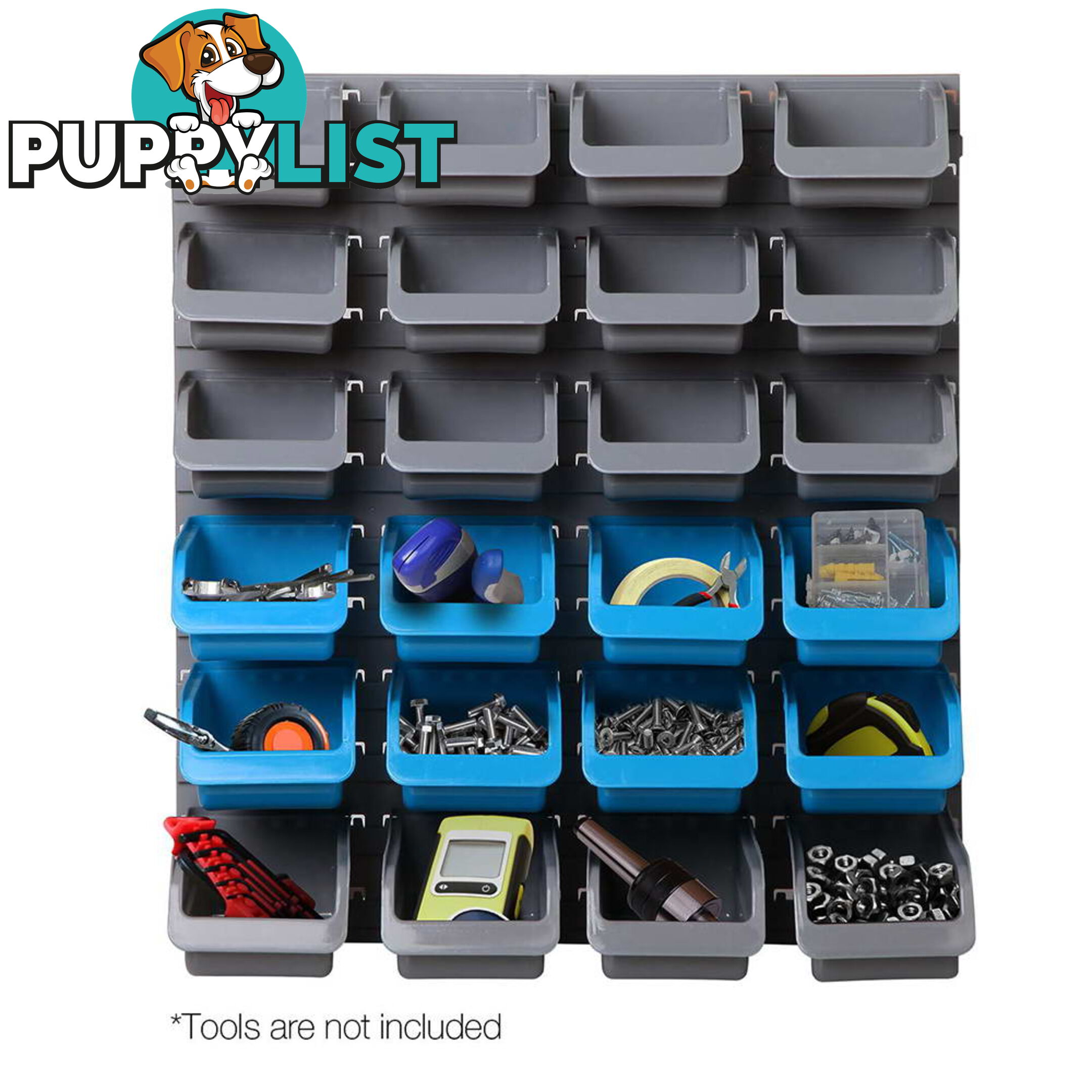 44 Piece Bin Wall Mounted Storage Rack