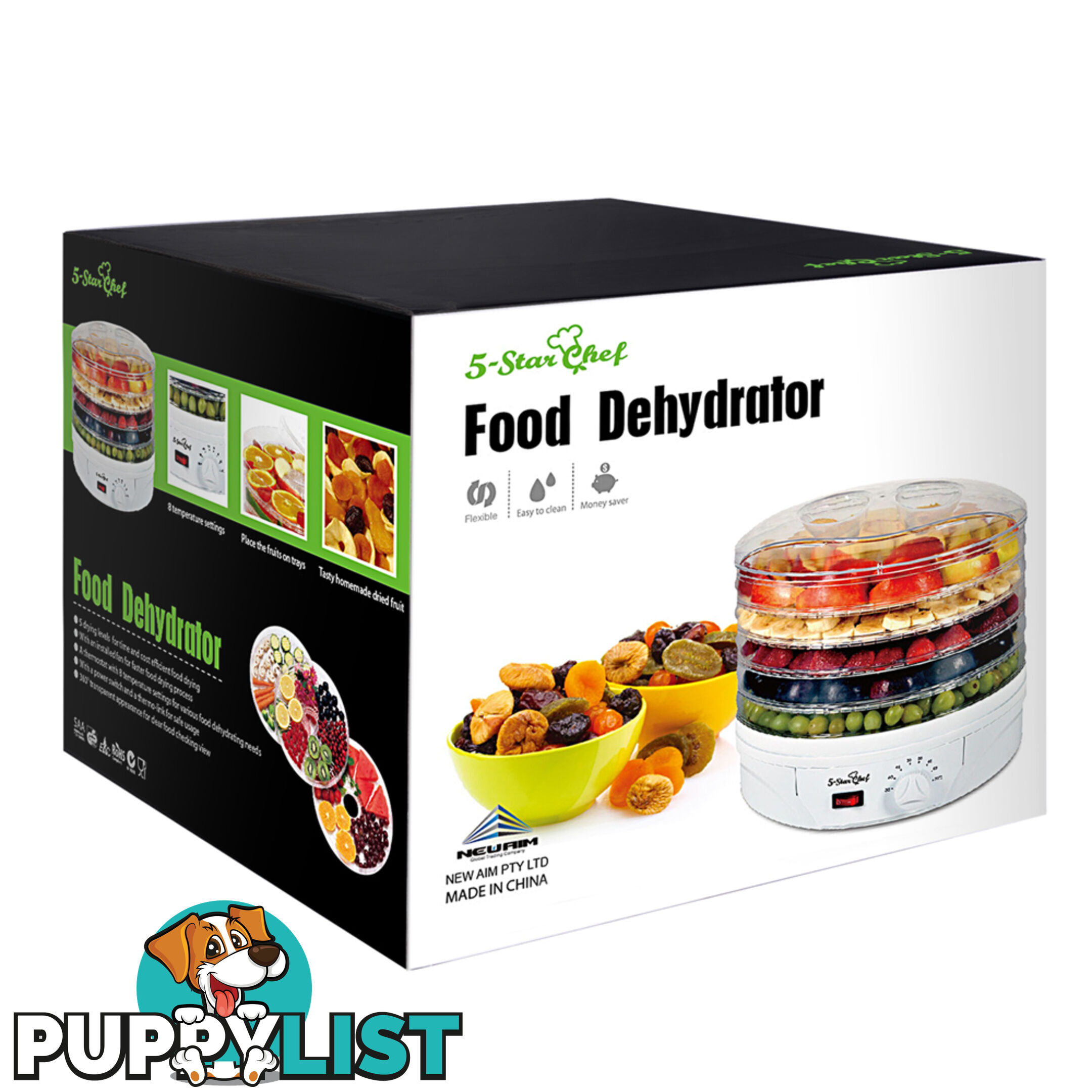 5 Trays Food Dehydrator Black