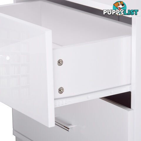 High Gloss Two Drawers Bedside Table Cabinet Lamp Unit White