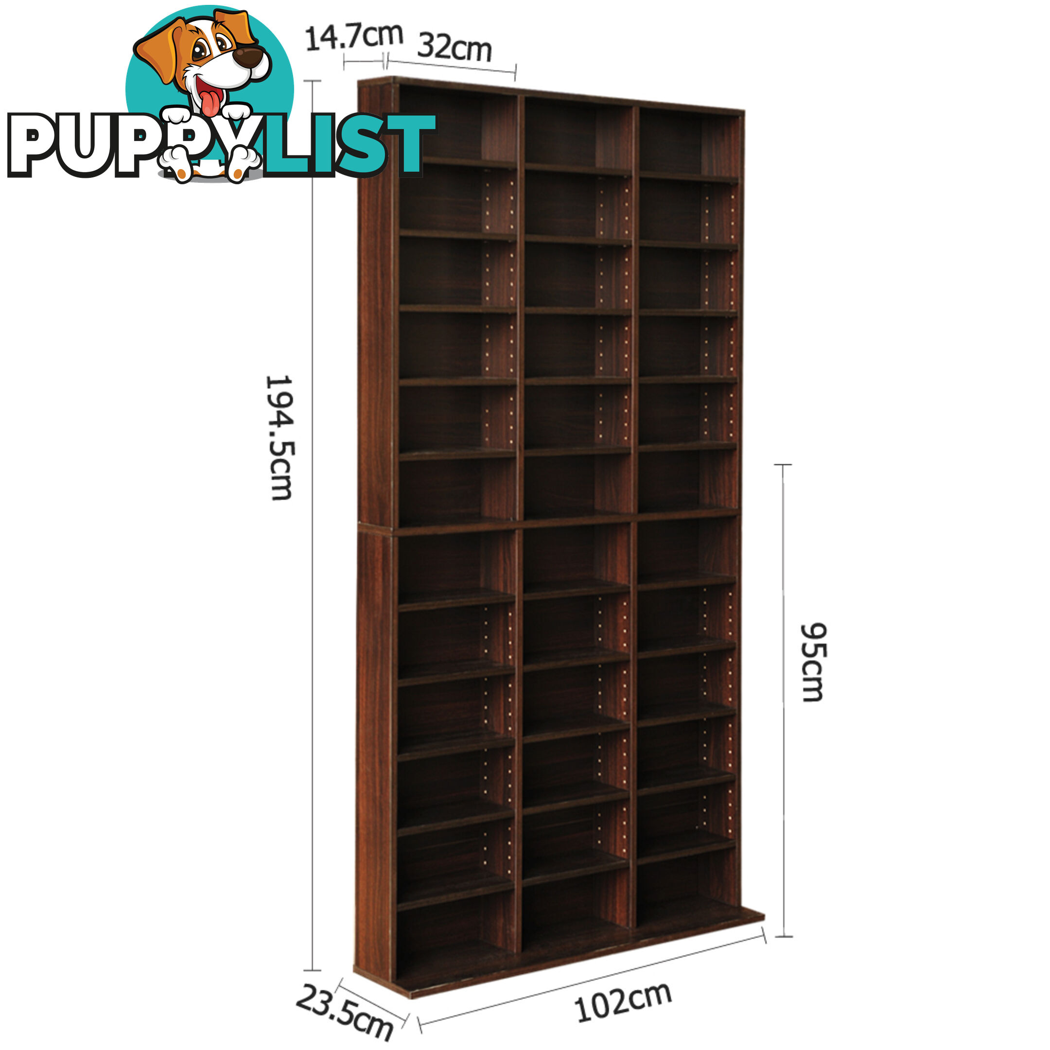 Adjustable CD DVD Book Storage Shelf Brown