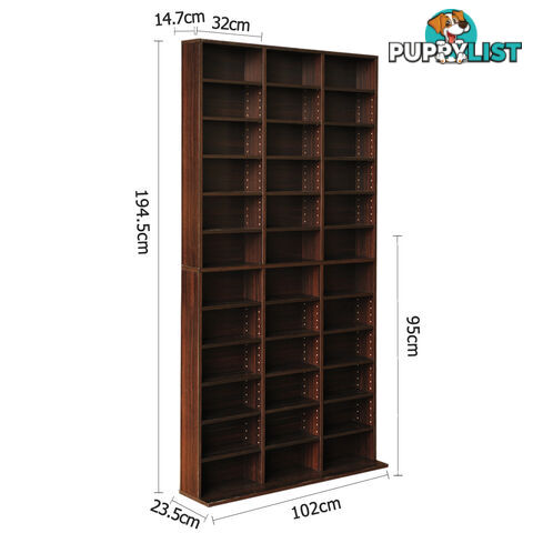 Adjustable CD DVD Book Storage Shelf Brown