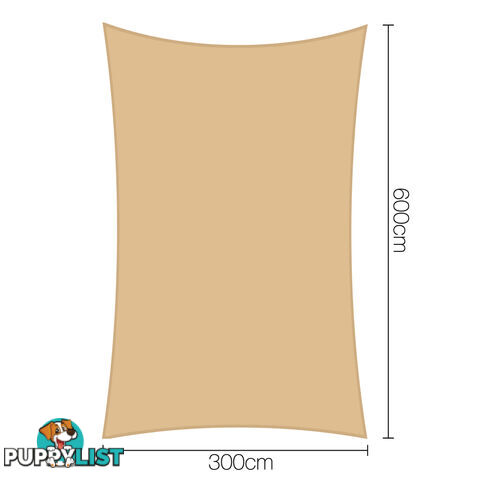 Heavy Duty 185GSM Shade Sail Canopy 3 x 6 M Sand