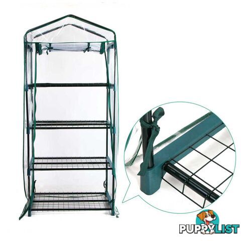 4 Shelf Greenhouse with Transparent PVC Cover