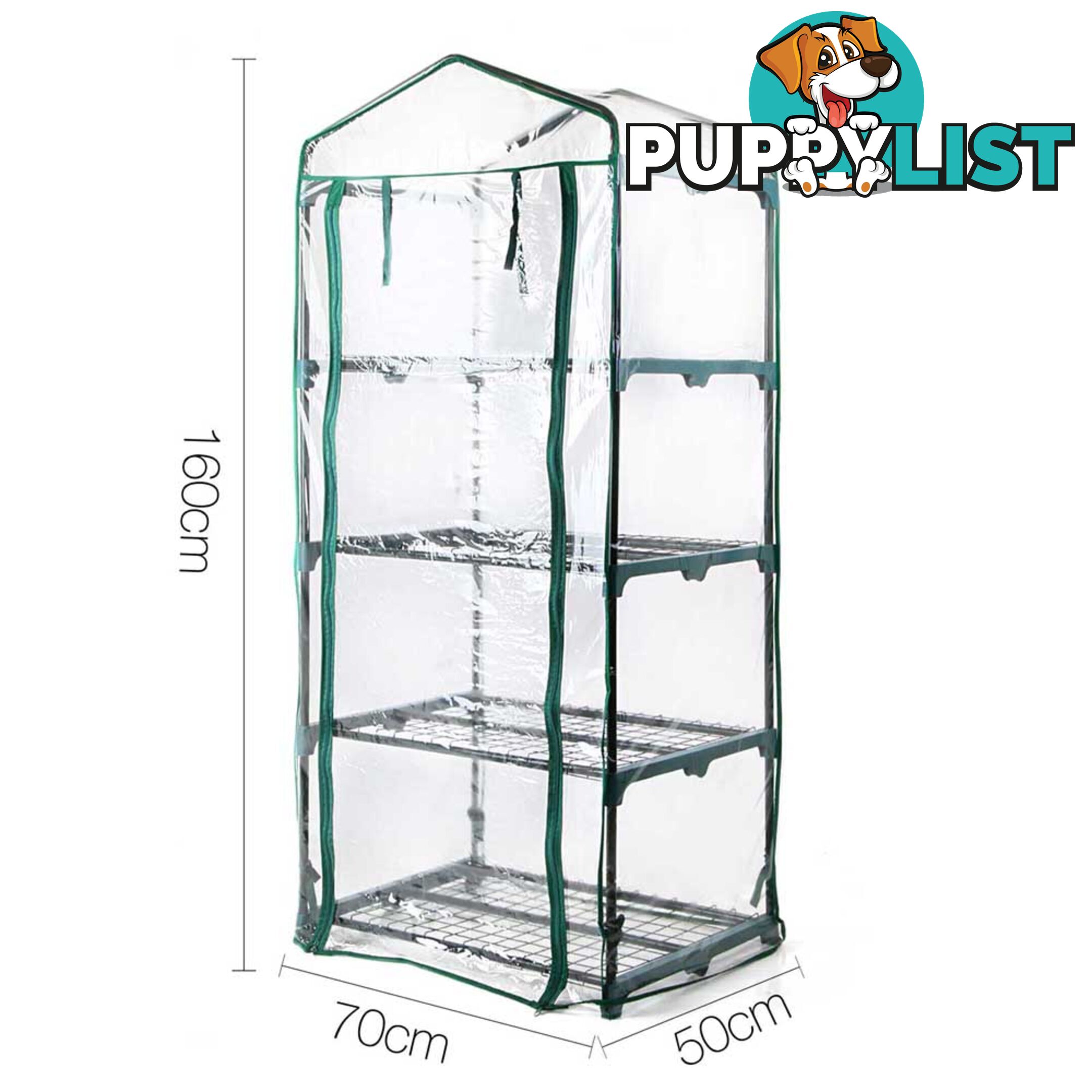 4 Shelf Greenhouse with Transparent PVC Cover