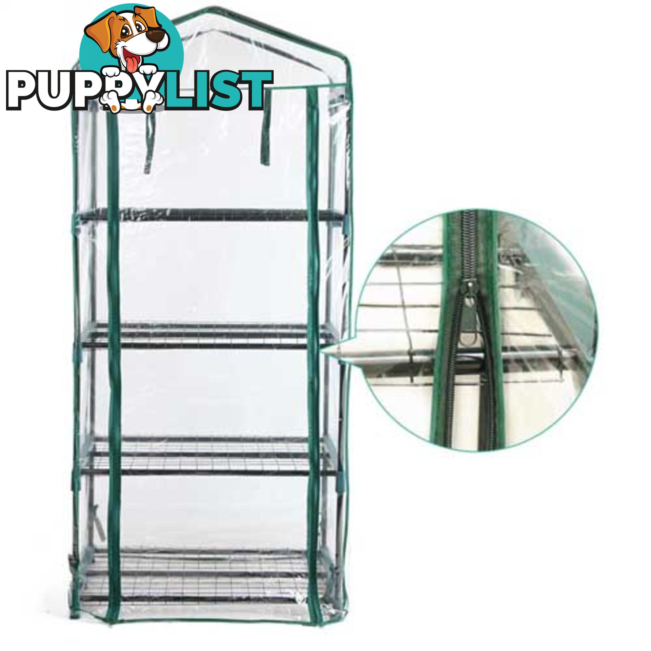 4 Shelf Greenhouse with Transparent PVC Cover