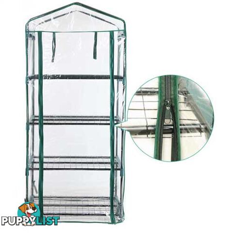 4 Shelf Greenhouse with Transparent PVC Cover