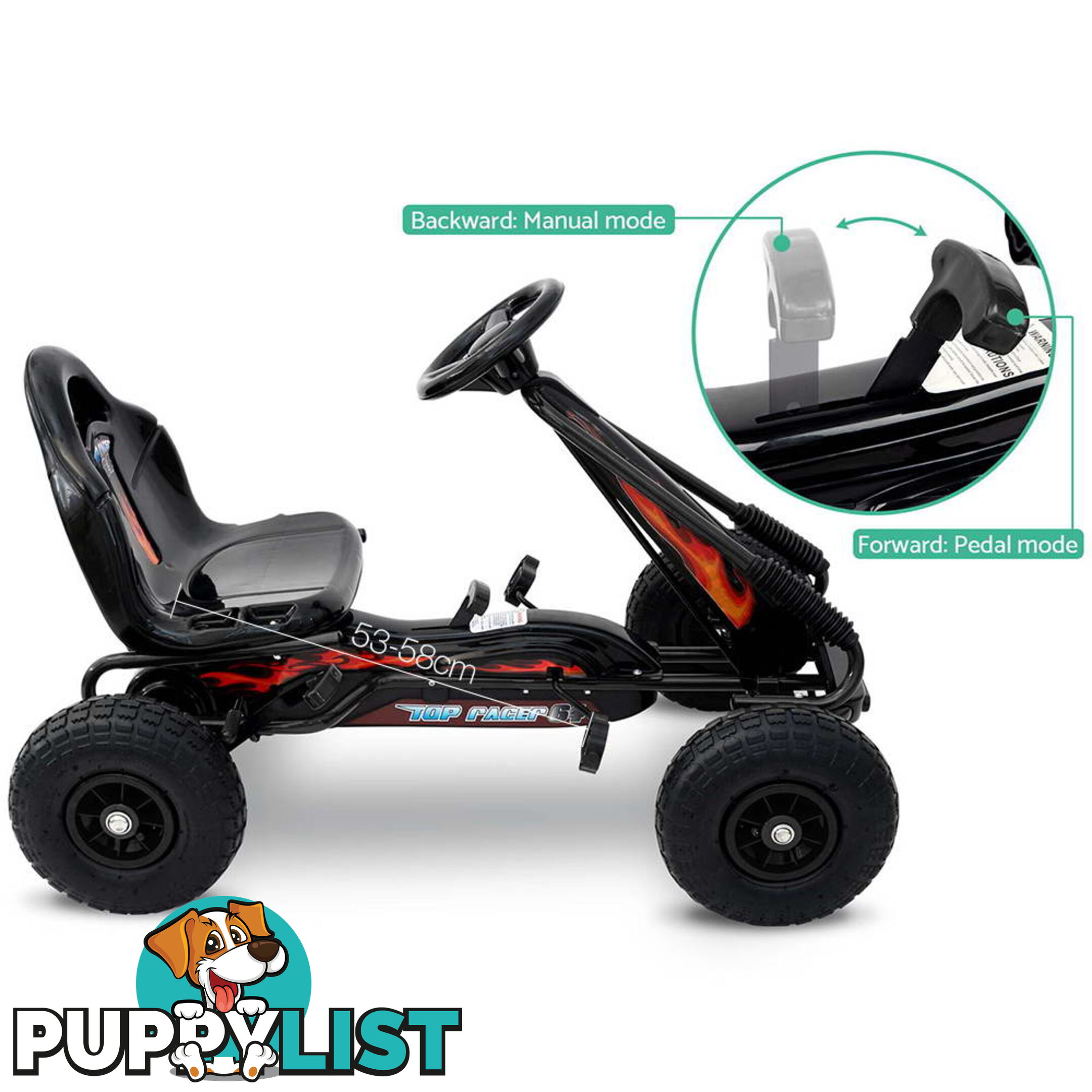 Kids Pedal Go Kart - Black