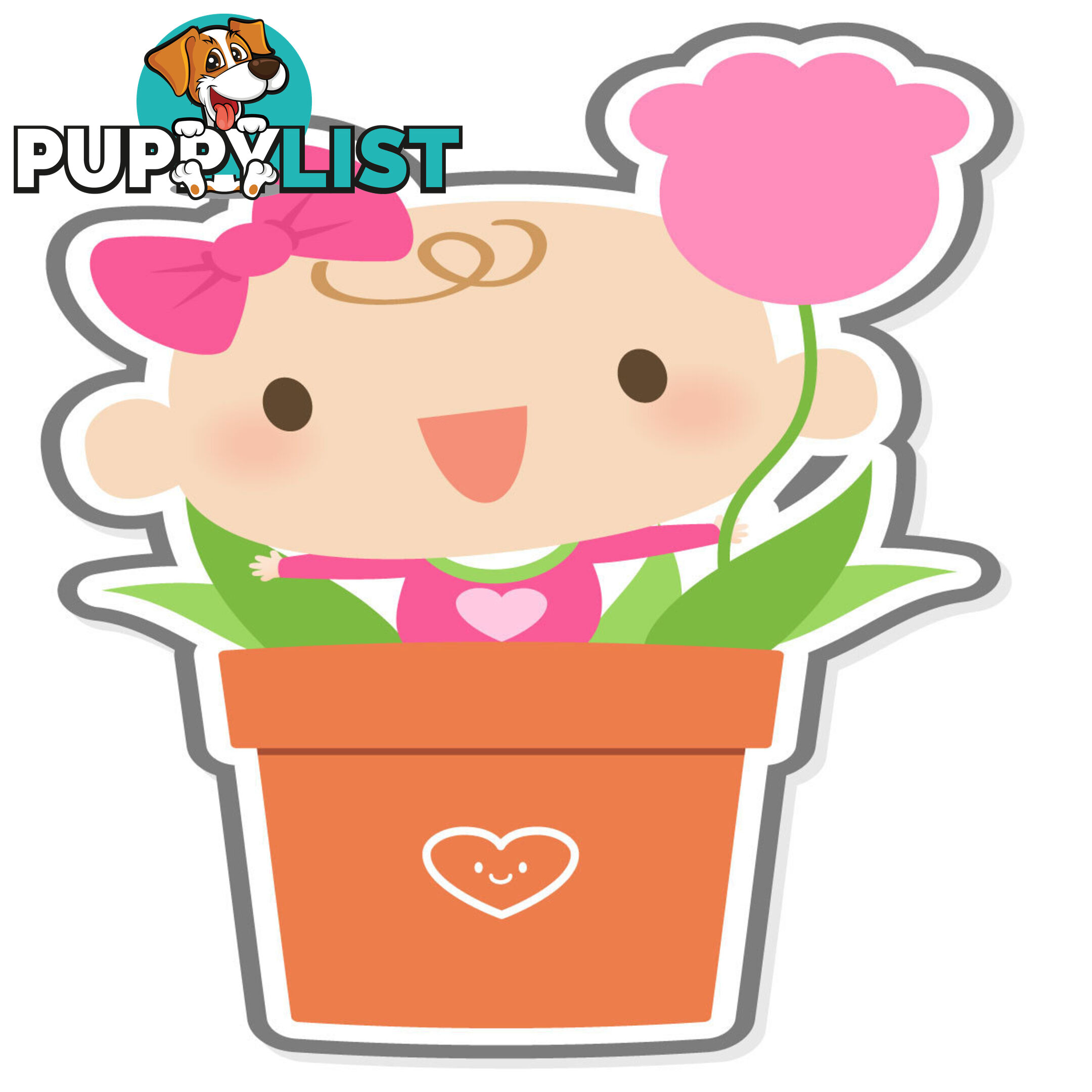 Flowerpot Girl Wall Stickers - Totally Movable