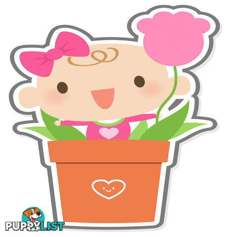 Flowerpot Girl Wall Stickers - Totally Movable