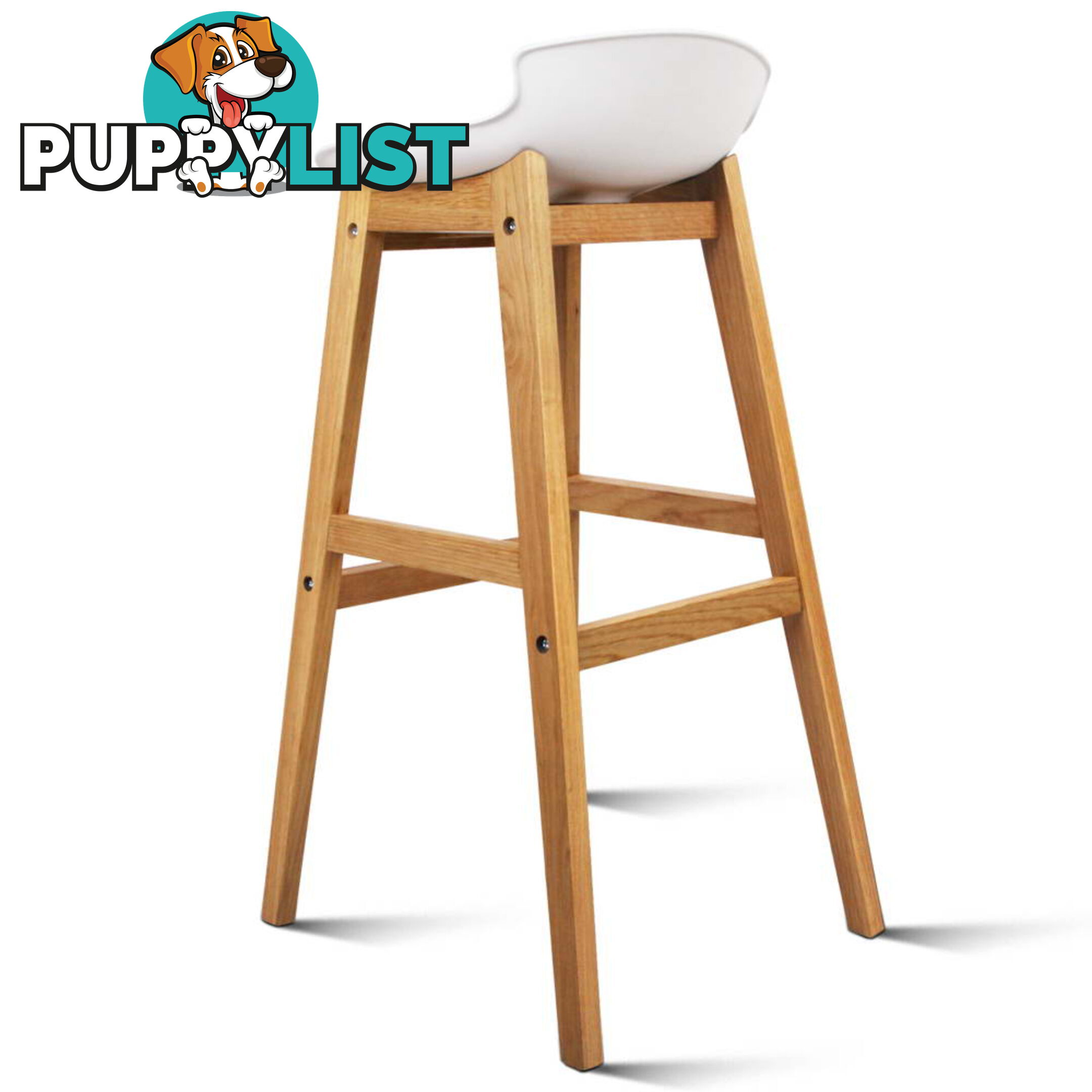 Set of 2 High Seat Back Barstools White