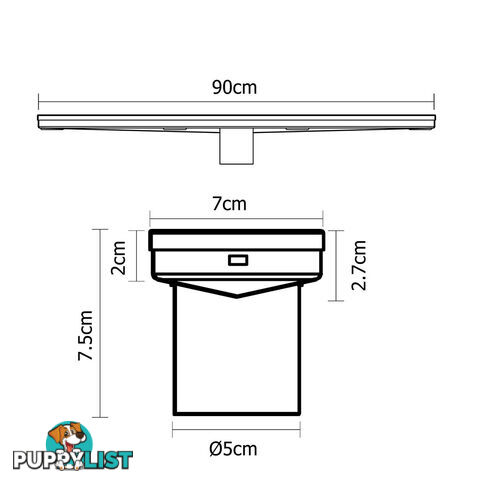 Tile Insert Stainless Steel Shower Grate Drain Floor Bathroom 900mm