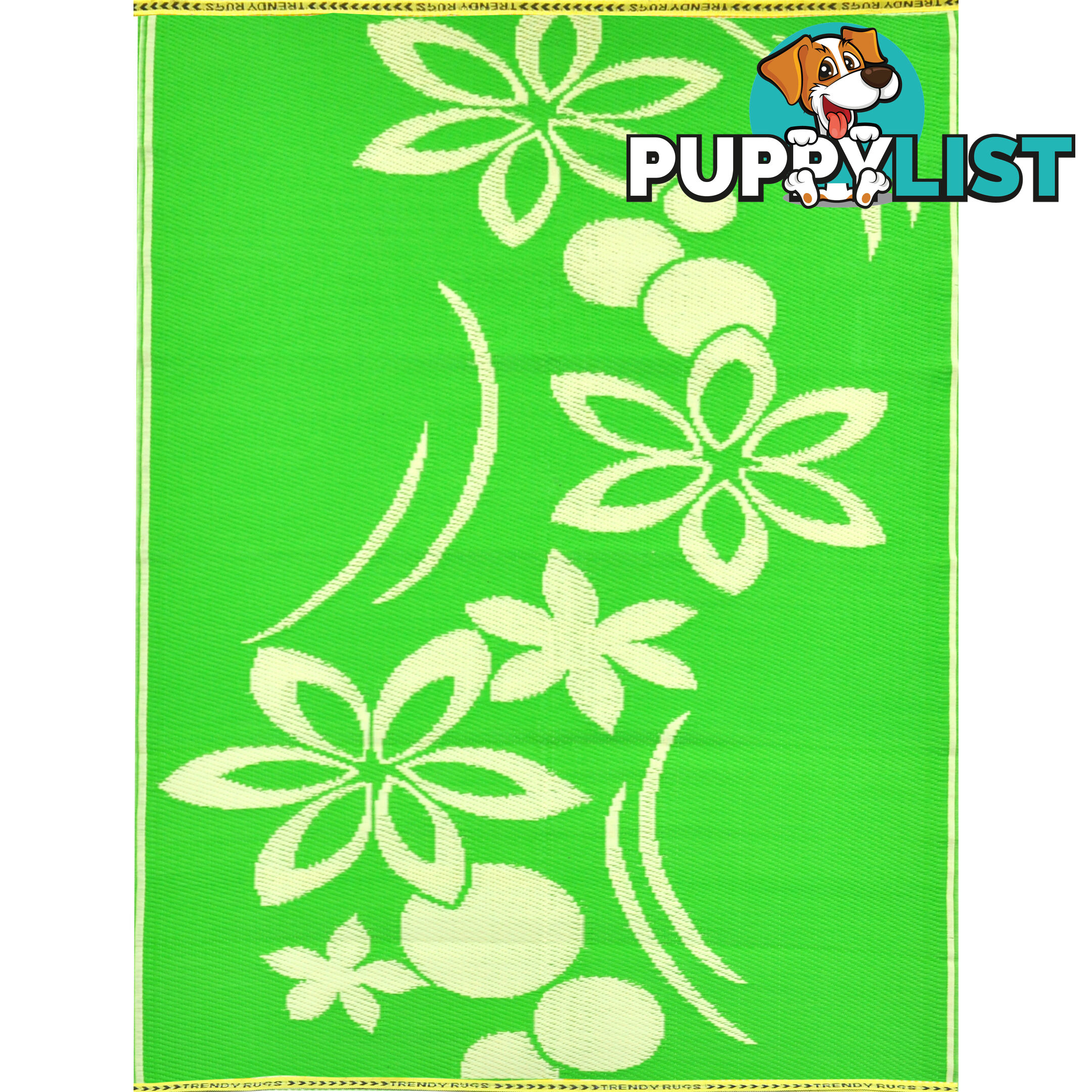 Flower Rug Green & Cream 150x240cm