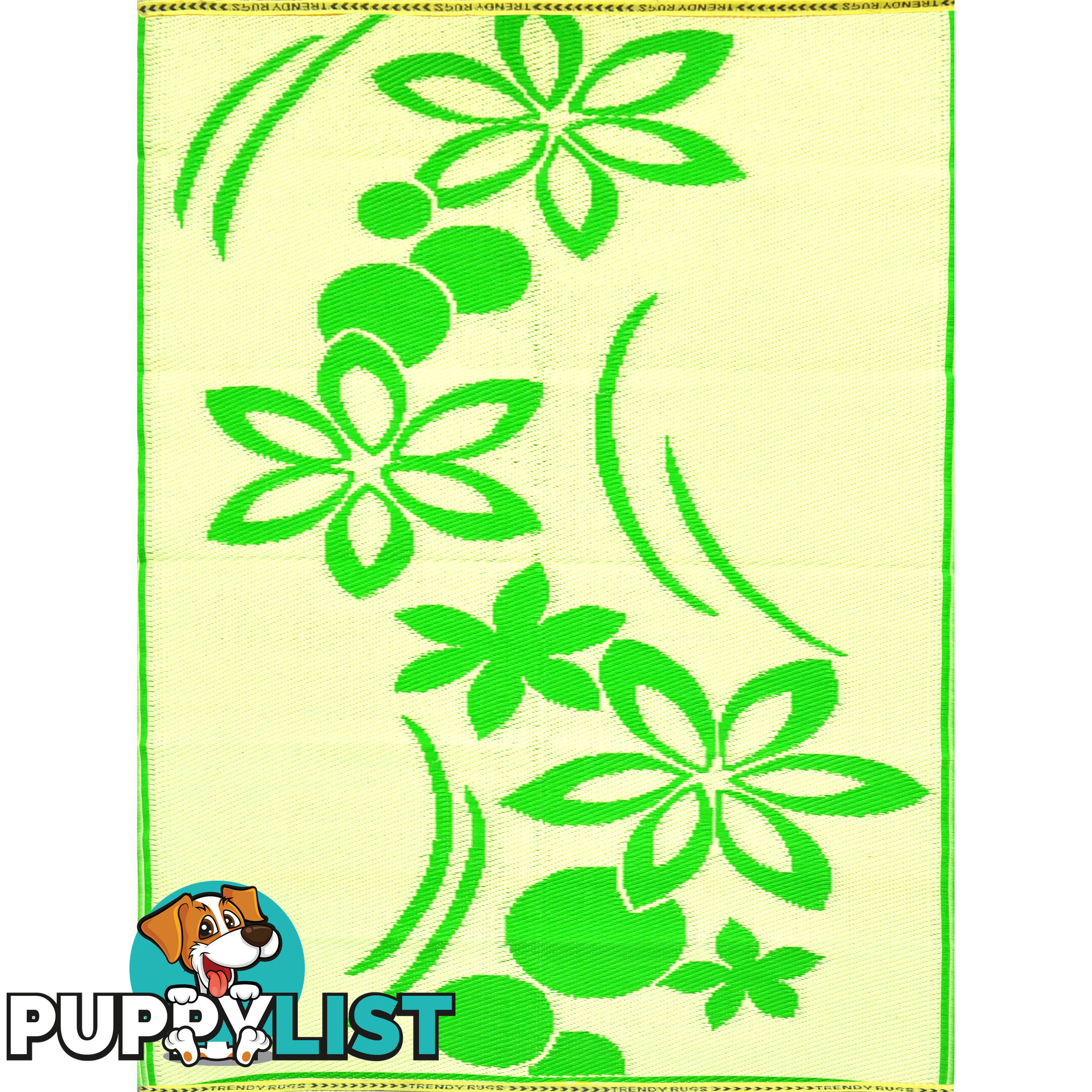 Flower Rug Green & Cream 150x240cm