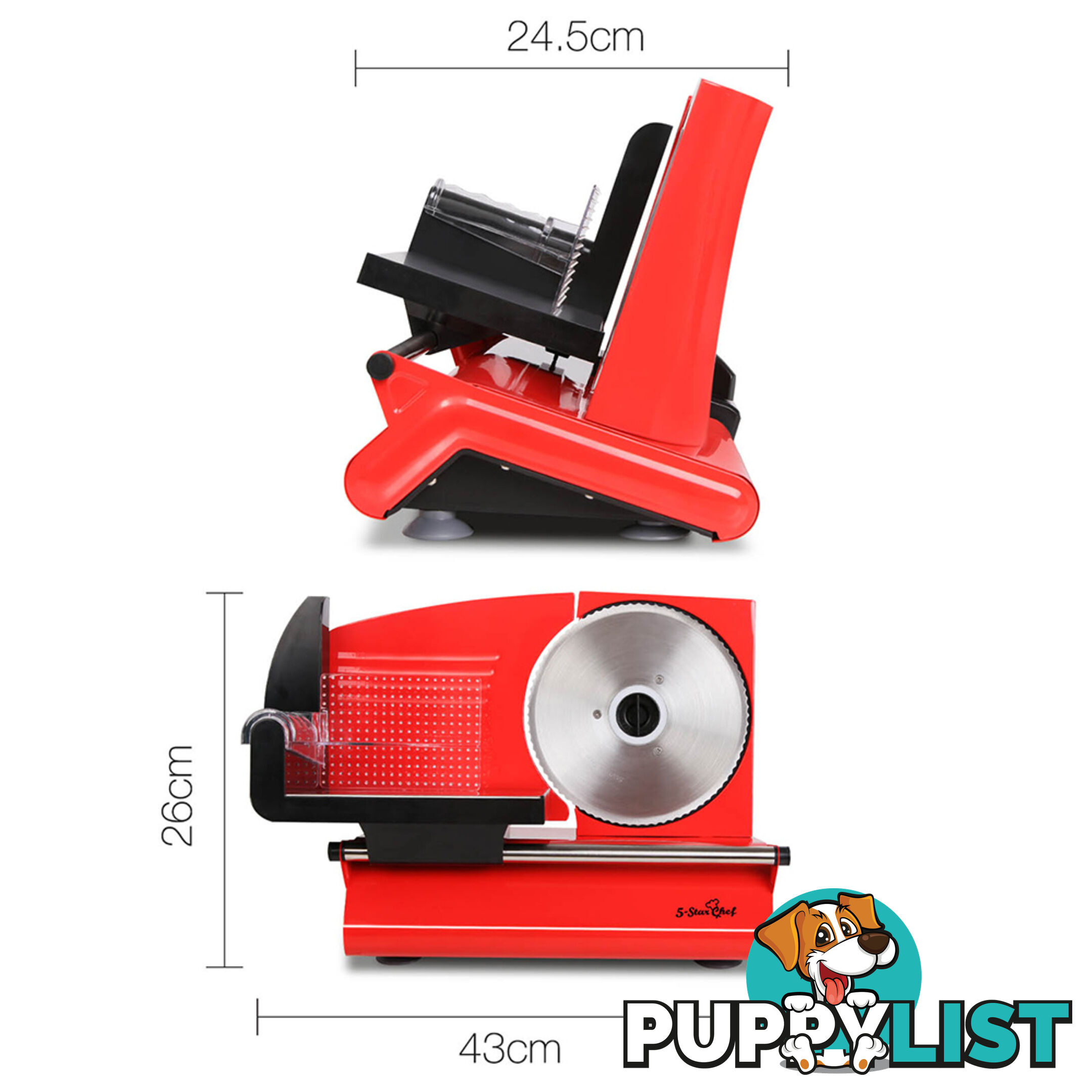 150W  Meat Slicer with Stainless Steel Blade - Red