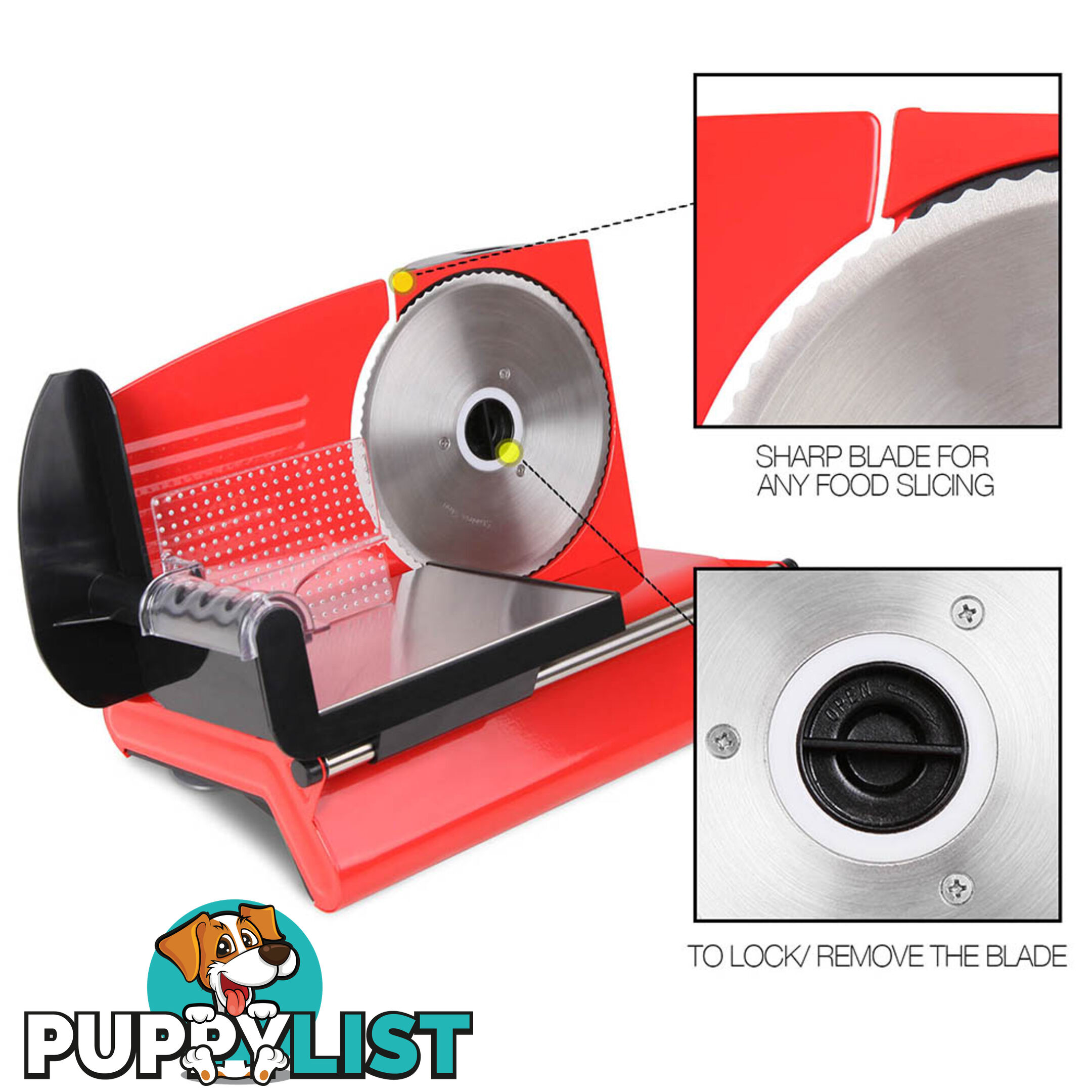 150W  Meat Slicer with Stainless Steel Blade - Red