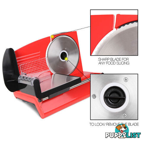 150W  Meat Slicer with Stainless Steel Blade - Red