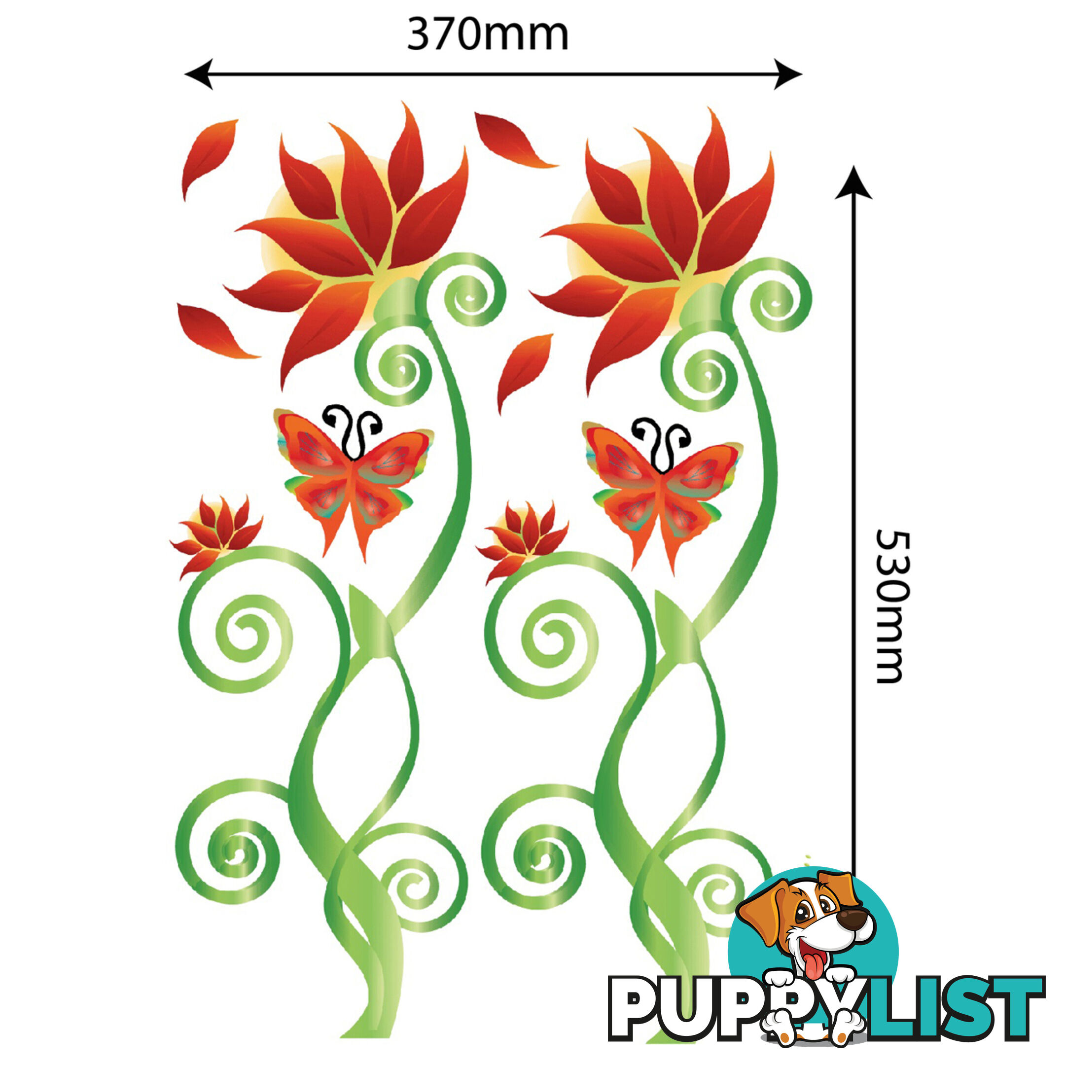 Large Size Adorable Red Flower Vine Wall Stickers - Totally Movable