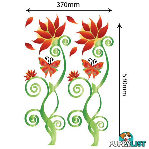 Large Size Adorable Red Flower Vine Wall Stickers - Totally Movable