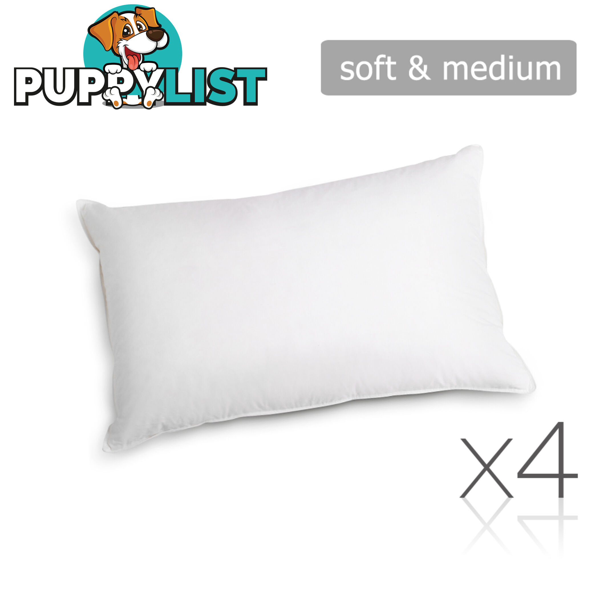 Set of 4 Pillows - 2 Soft & 2 Medium