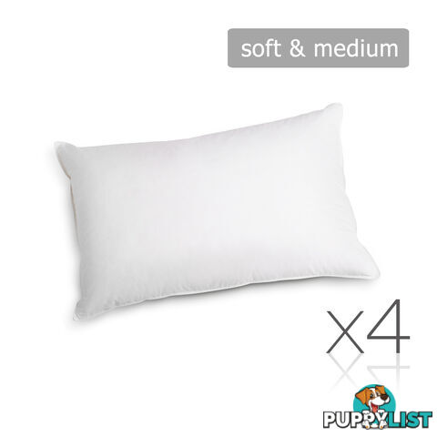 Set of 4 Pillows - 2 Soft & 2 Medium