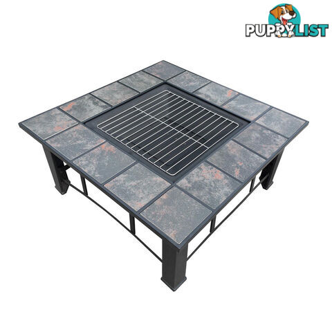 Outdoor Fire Pit BBQ Table Grill Fireplace Ice Bucket w/ Table Lid