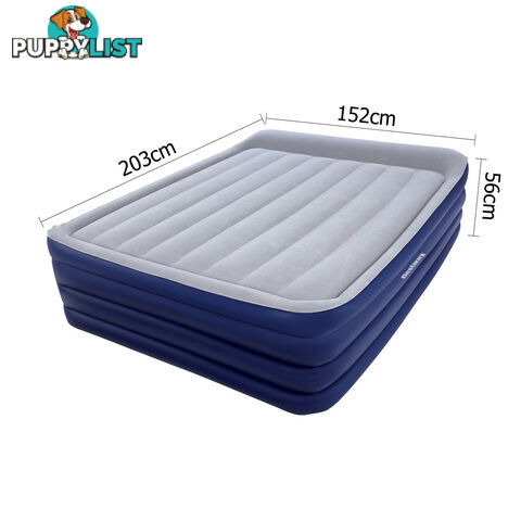 Bestway Queen Inflatable Air Mattress Bed w/ Air Pump Blue