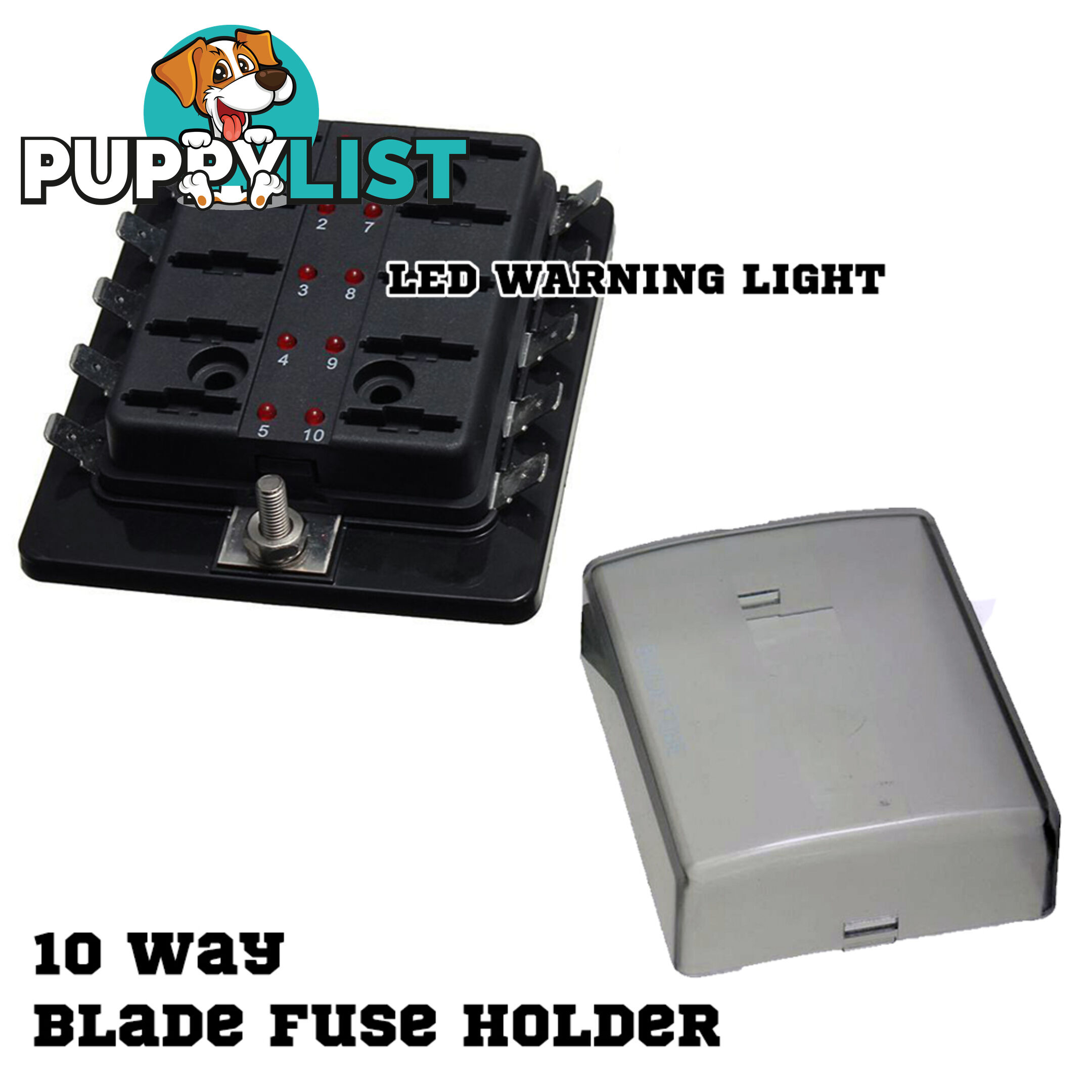 ATO 10 Way Blade Fuse Holder Box LED Light 12-32V Circuit Caravan Truck Car 4X4