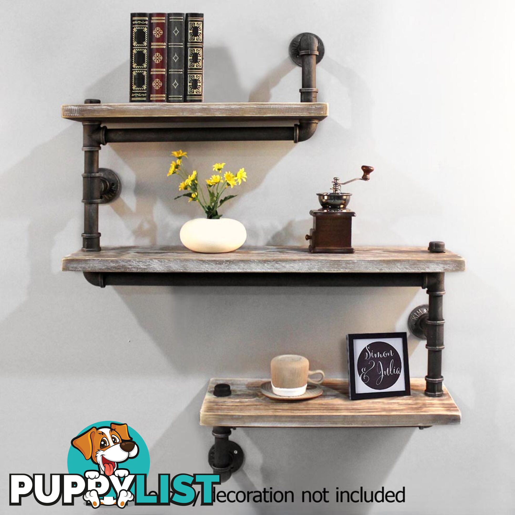 Rustic Industrial DIY Floating Pipe Shelf