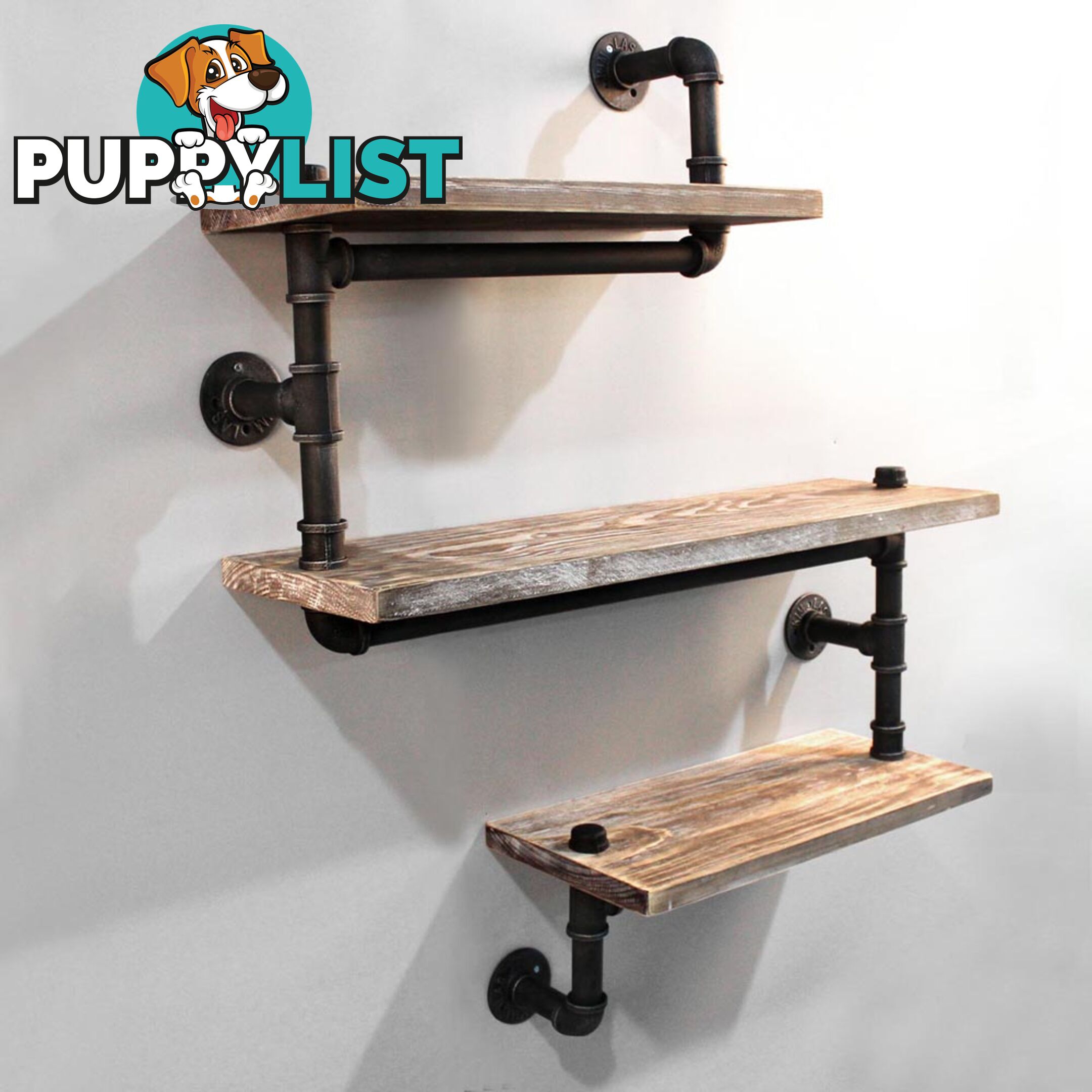 Rustic Industrial DIY Floating Pipe Shelf