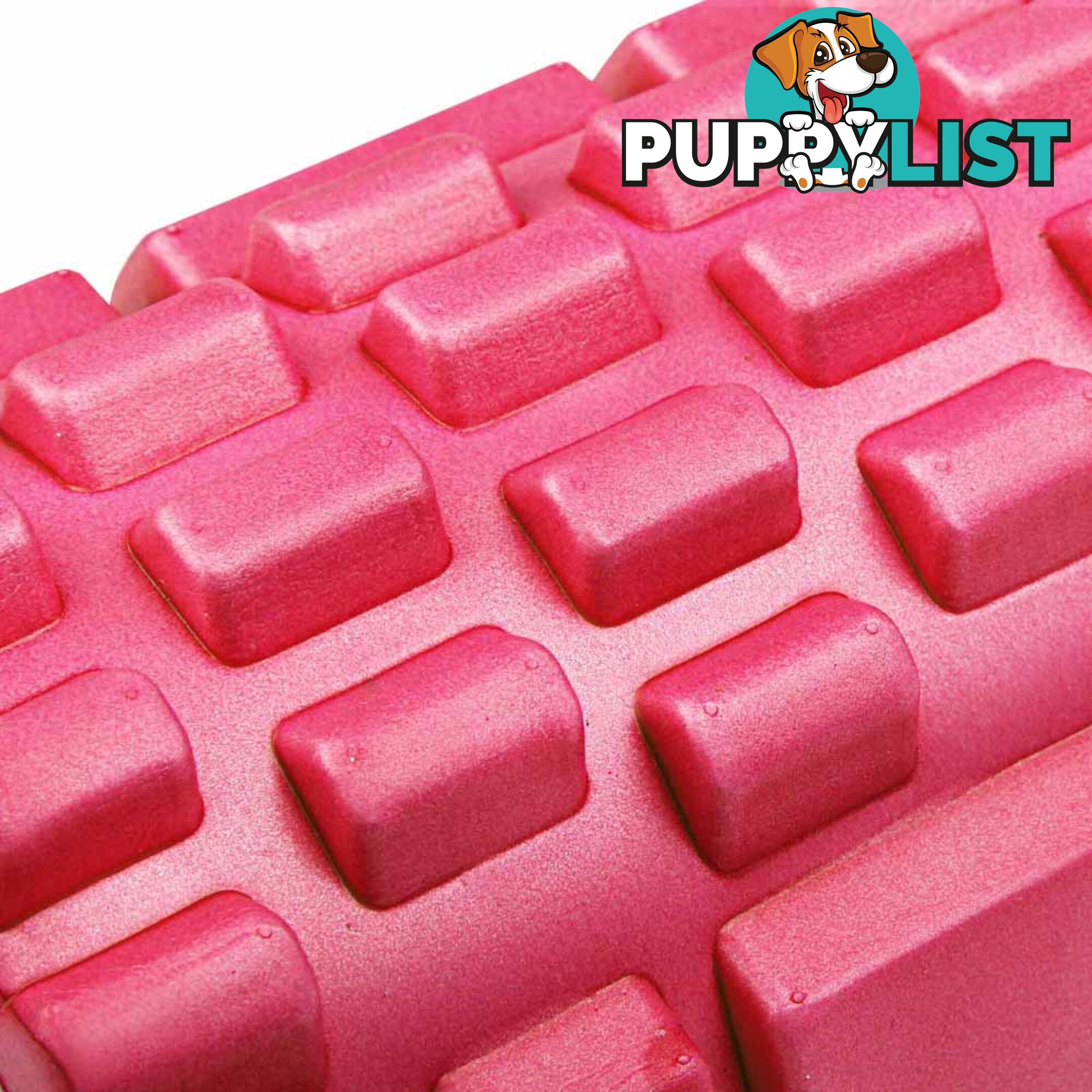 Yoga Gym Pilates EVA Grid Foam Roller Pink 33 x 14cm