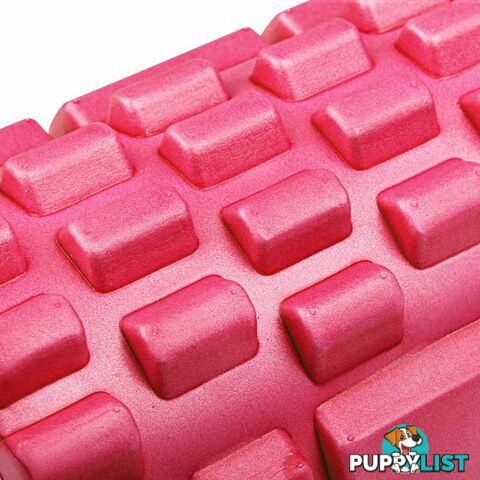 Yoga Gym Pilates EVA Grid Foam Roller Pink 33 x 14cm