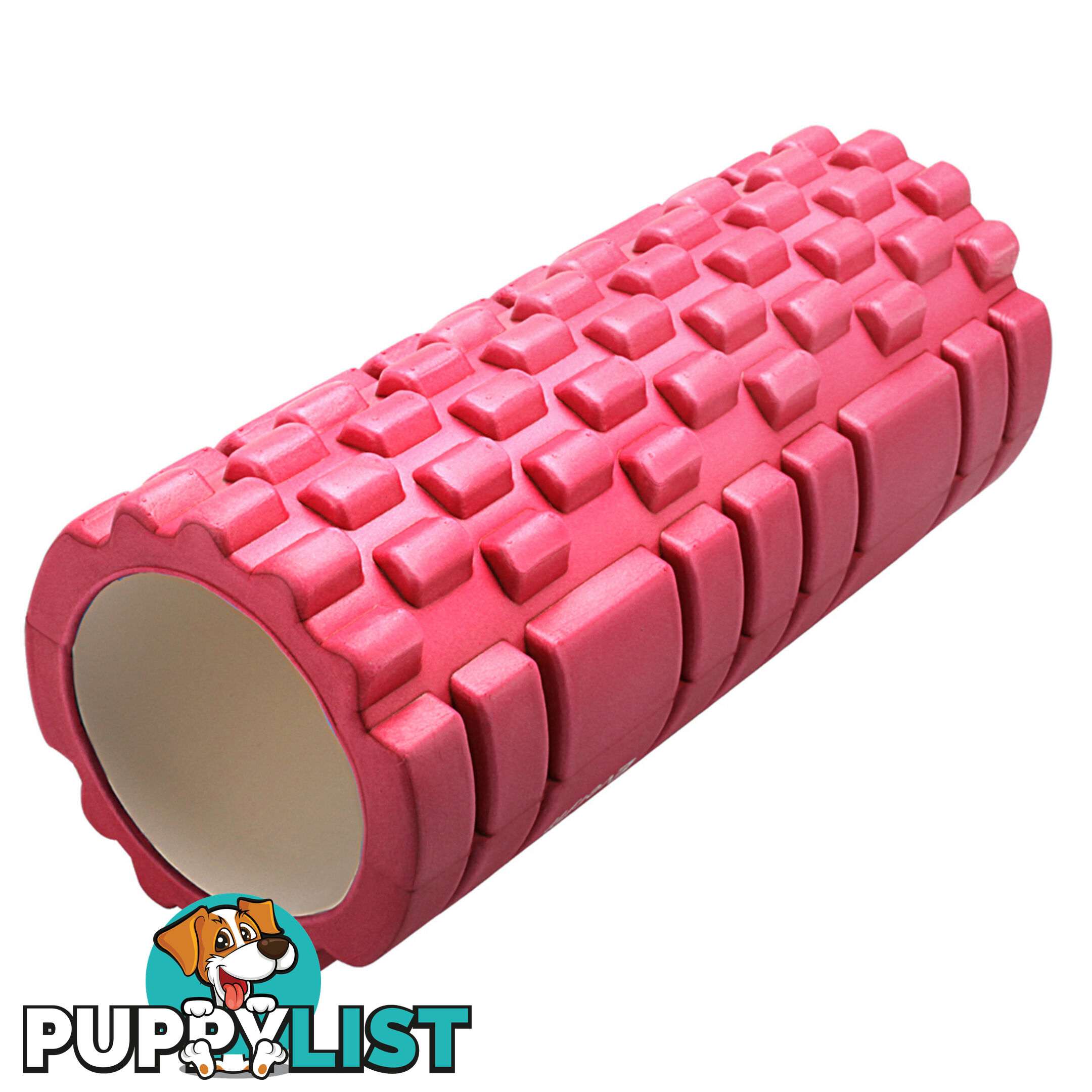 Yoga Gym Pilates EVA Grid Foam Roller Pink 33 x 14cm