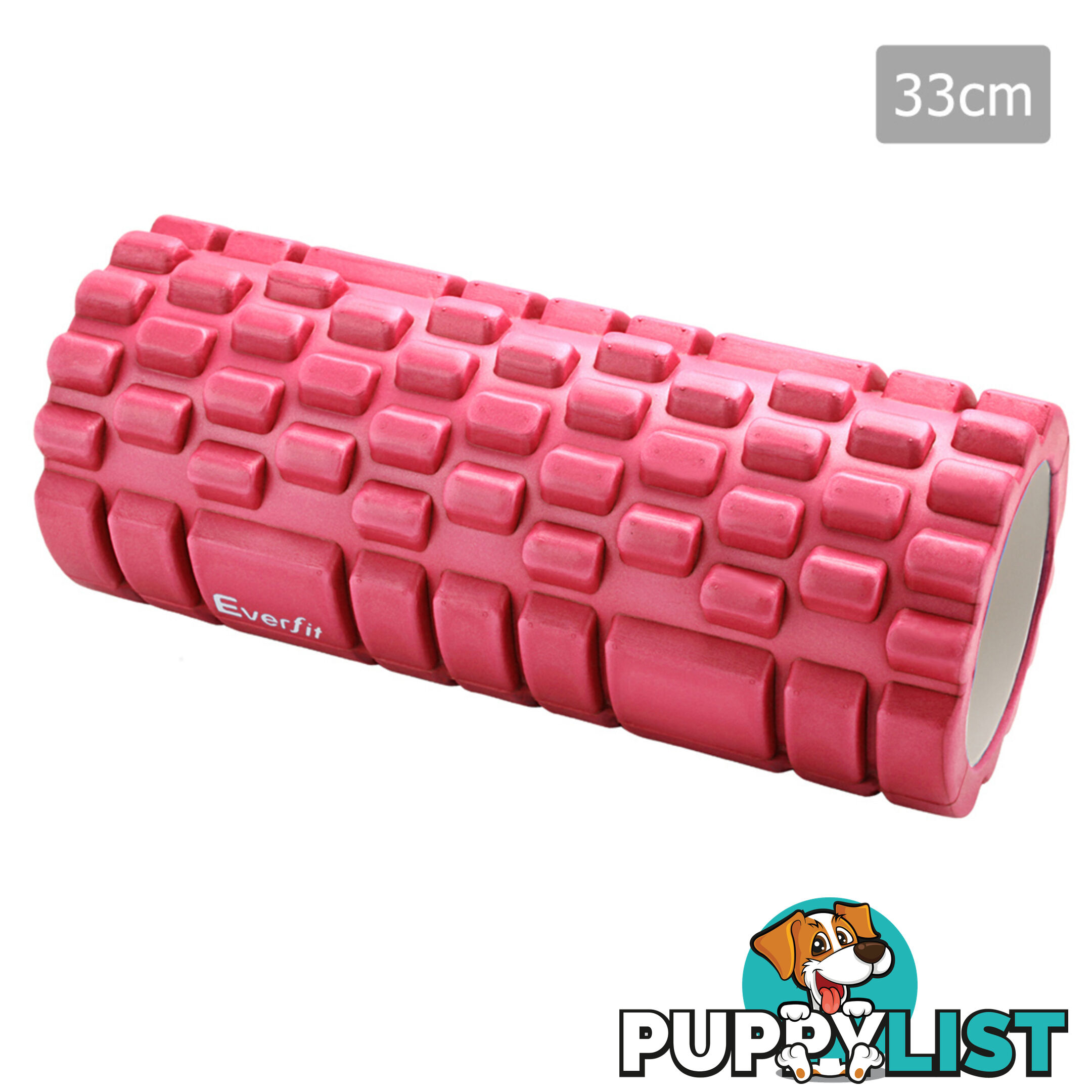 Yoga Gym Pilates EVA Grid Foam Roller Pink 33 x 14cm