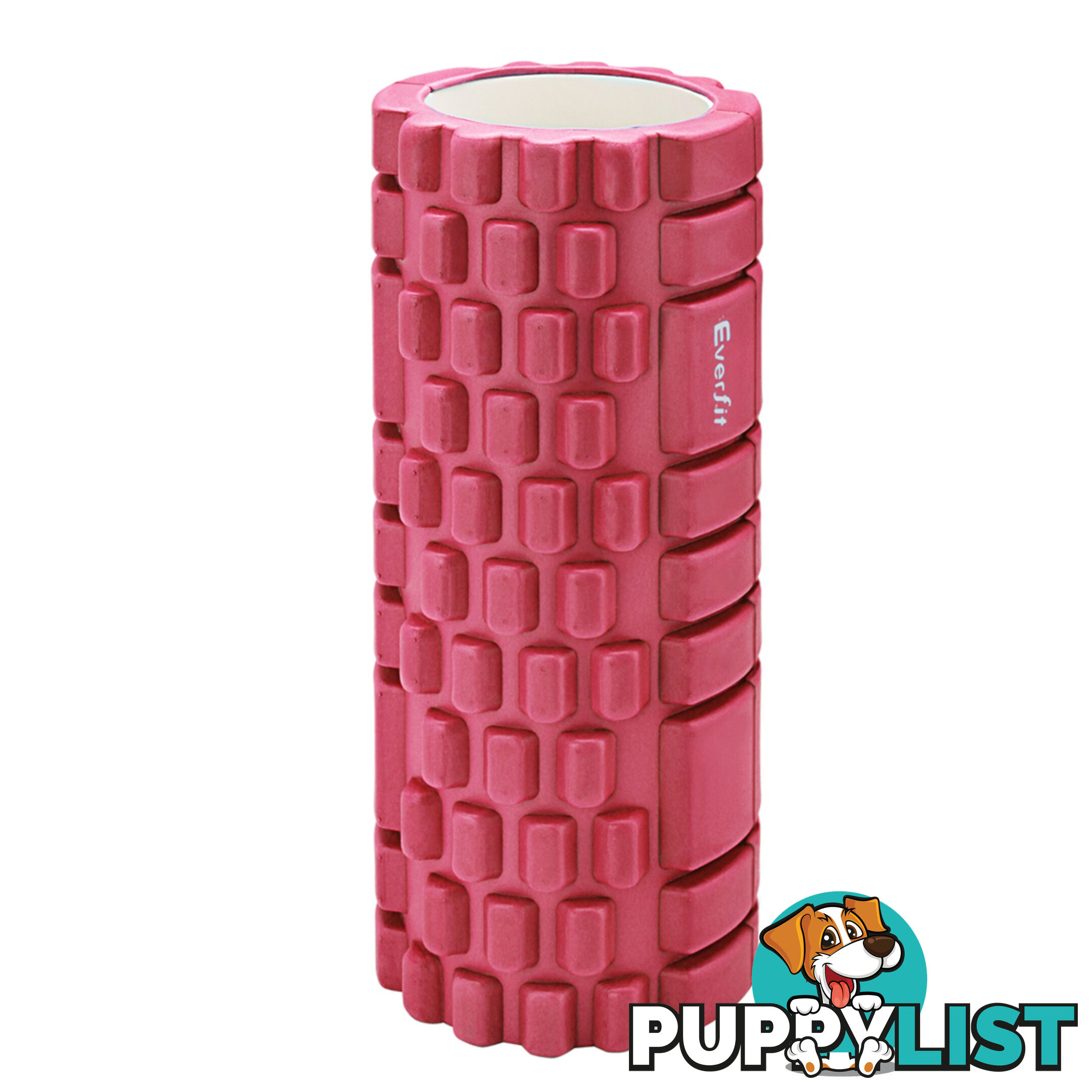 Yoga Gym Pilates EVA Grid Foam Roller Pink 33 x 14cm