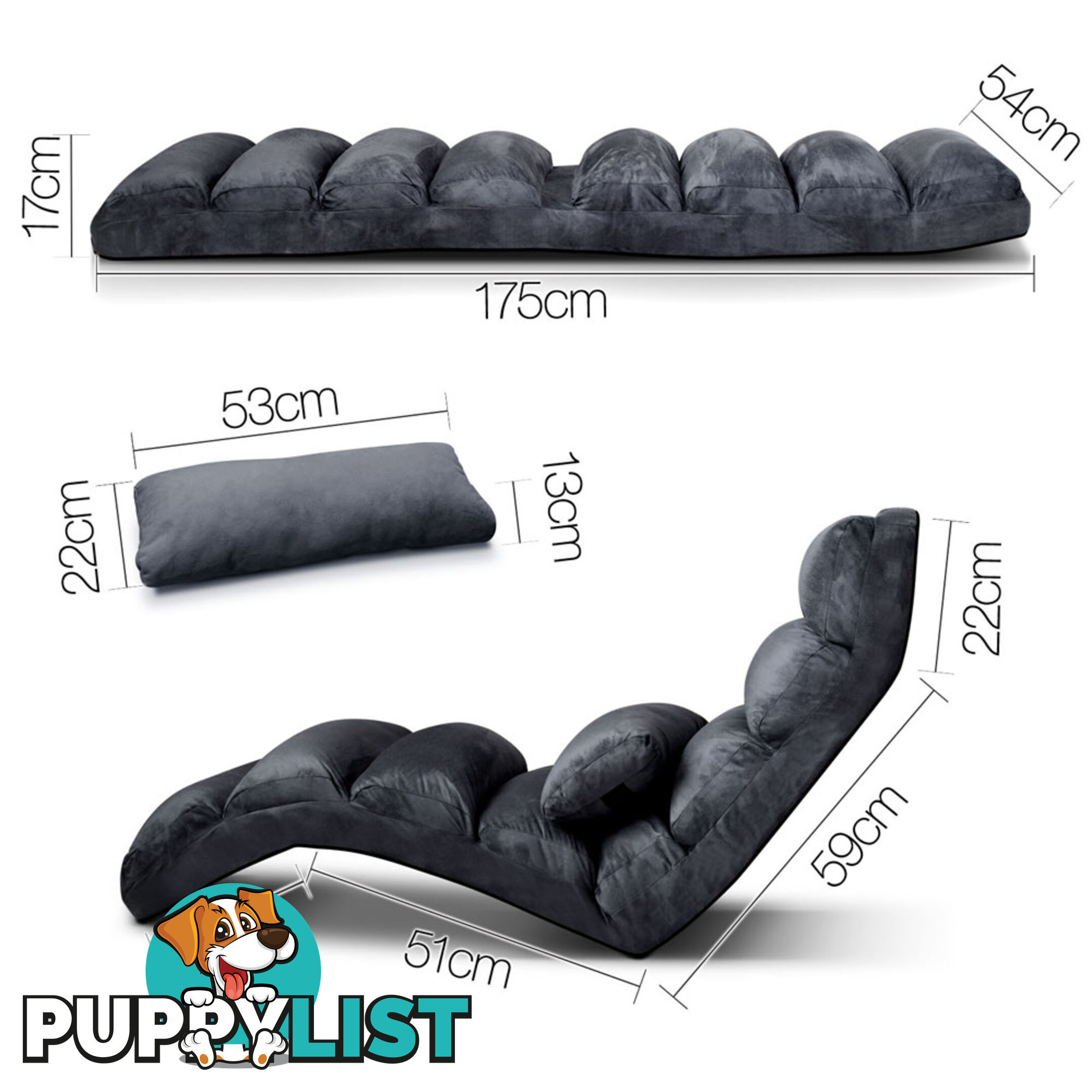 Lounge Sofa Chair - 75 Adjustable Angles _ Charcoal