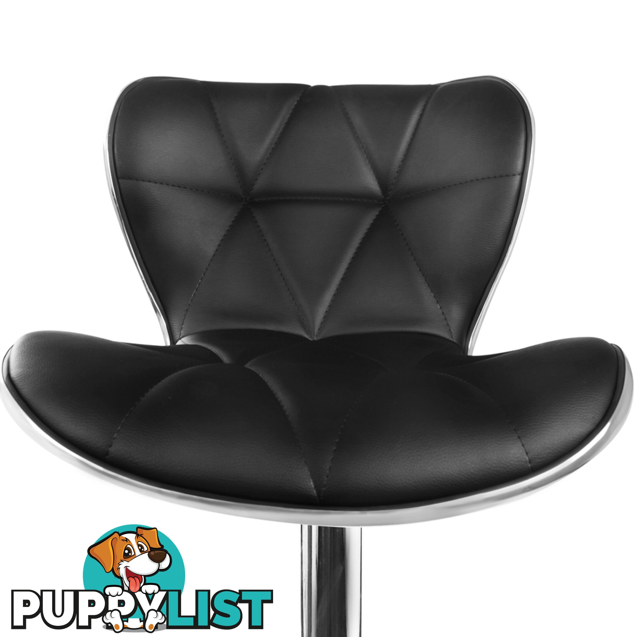 Set of 2 PU Leather Kitchen Bar Stool Black