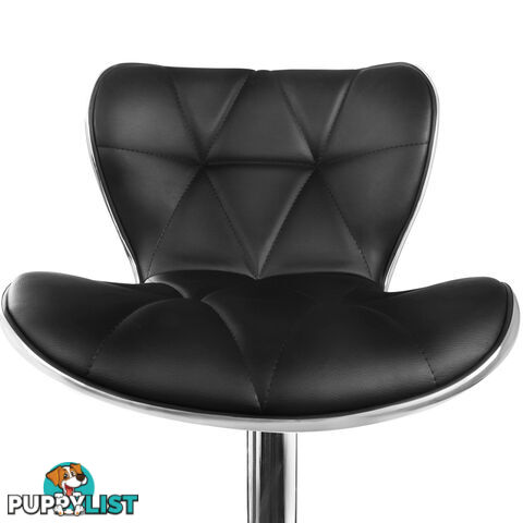 Set of 2 PU Leather Kitchen Bar Stool Black