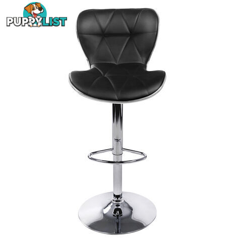 Set of 2 PU Leather Kitchen Bar Stool Black