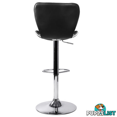 Set of 2 PU Leather Kitchen Bar Stool Black