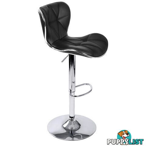 Set of 2 PU Leather Kitchen Bar Stool Black