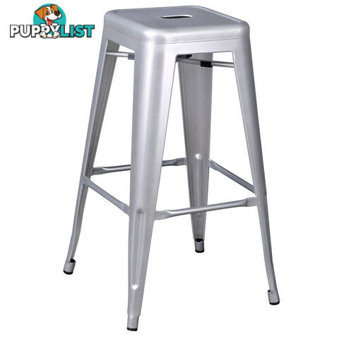 Set of 2 Steel Kitchen Bar Stool 76cm Metallic Silver