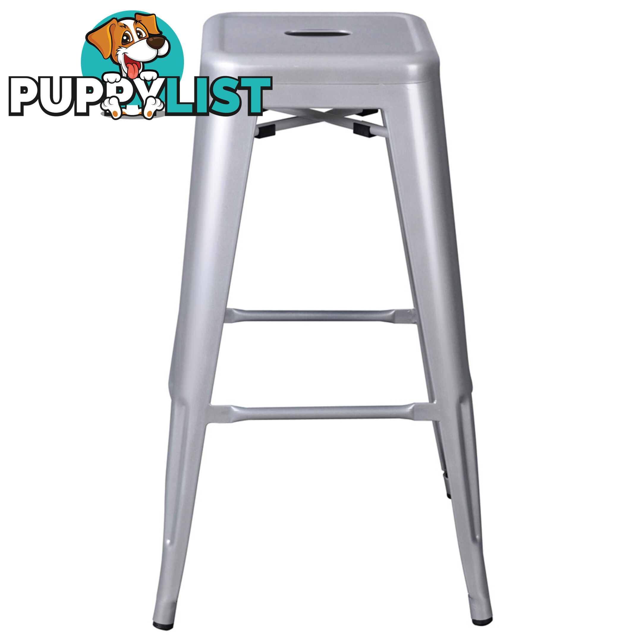 Set of 2 Steel Kitchen Bar Stool 76cm Metallic Silver